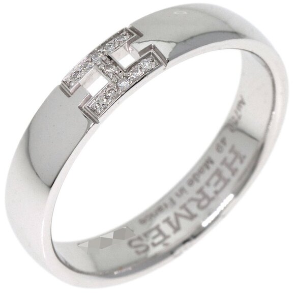 HERMES 18k White Gold Diamond Ring #49 - Picture 2 of 6